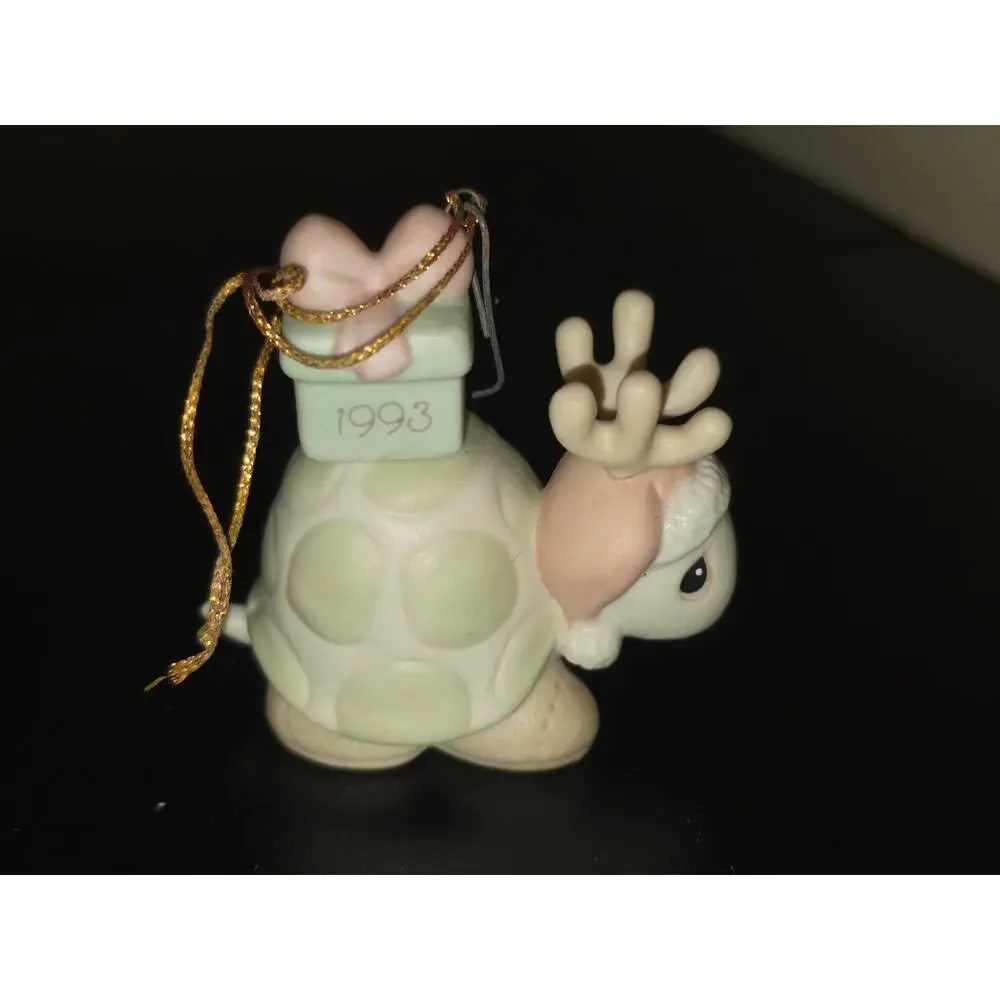 Precious Moments 520489 1993 Christmas Ornament Turtle Reindeer‎ Holiday Decor